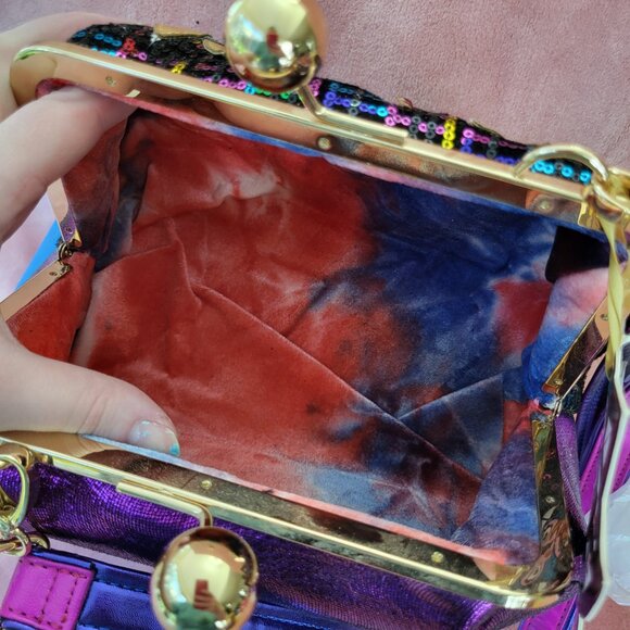 NWT! Irregular Choice Velvet Sequin Metallic Purple Unicorn Purse - Picture 5 of 9